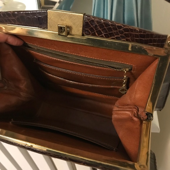 Vintage Coblentz brown alligator bag (1950s) - Picture 3 of 5